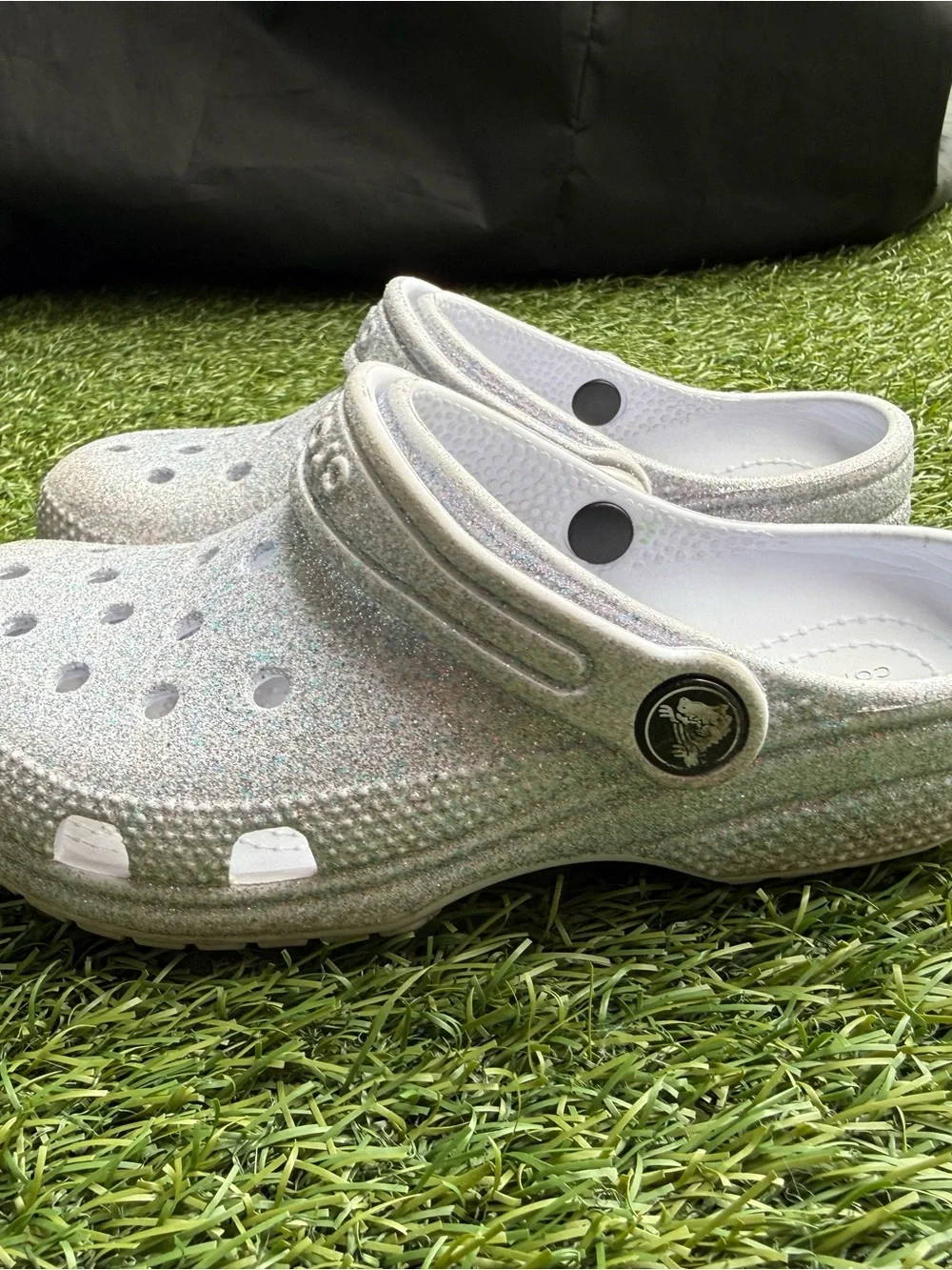 CROCS Kids' Glitter Clog in Sparkling Silver